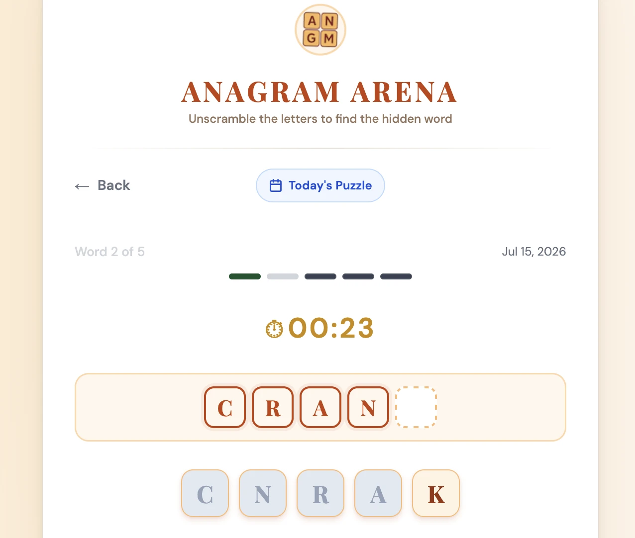 Screenshot of Anagram Arena