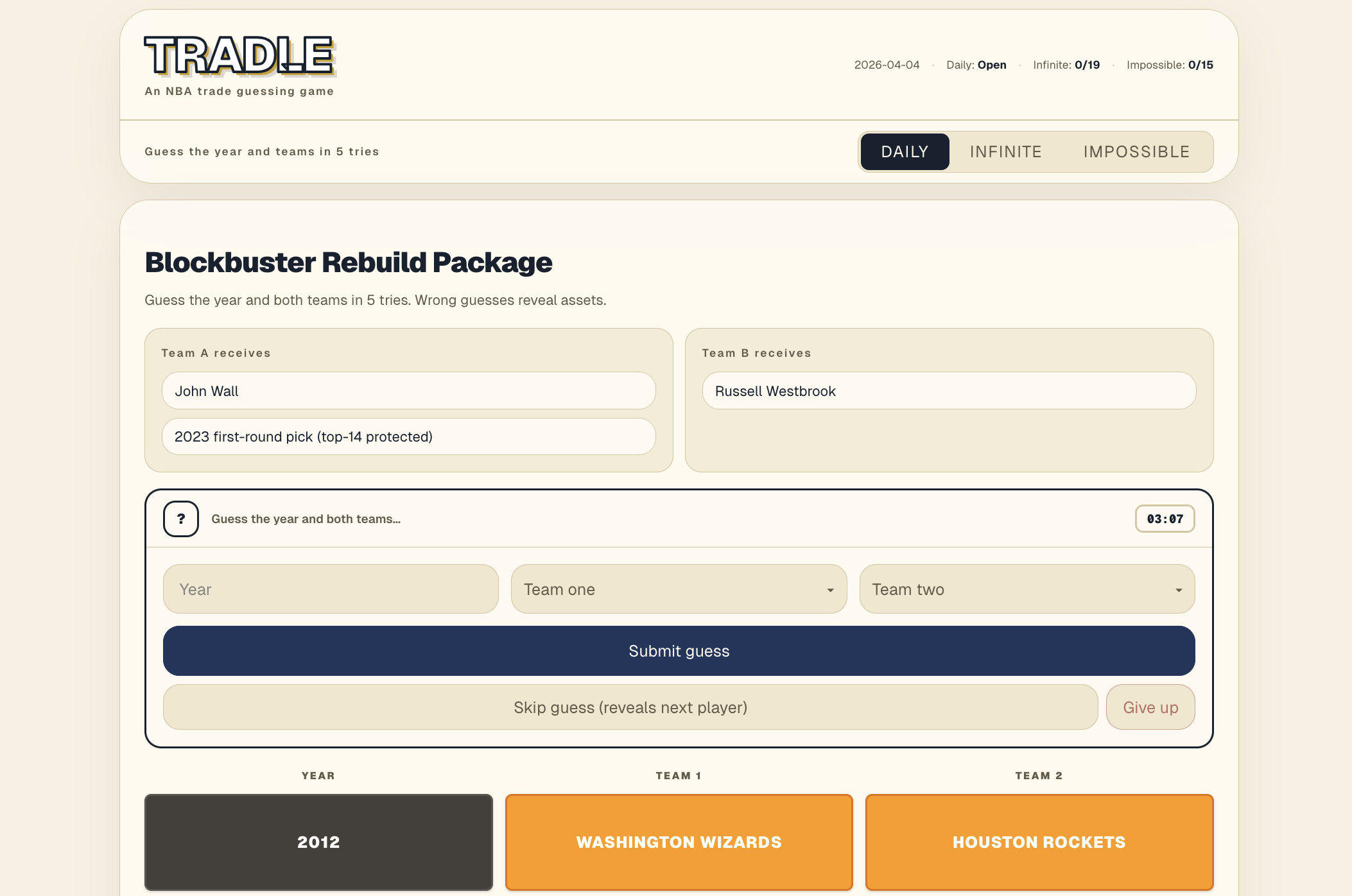 Screenshot of BBall Tradle