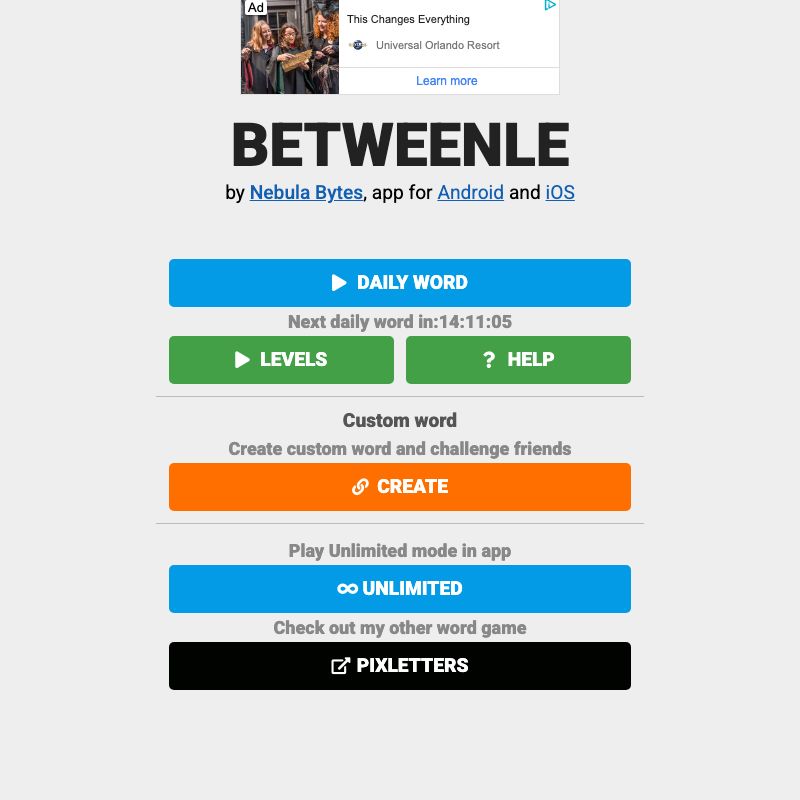 Screenshot of Betweenle