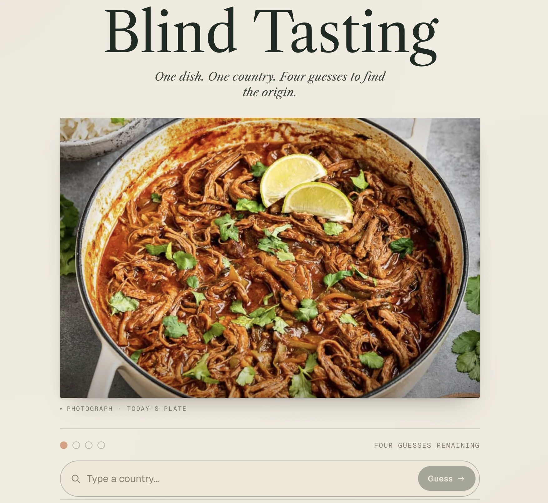 Screenshot of Blind Tasting