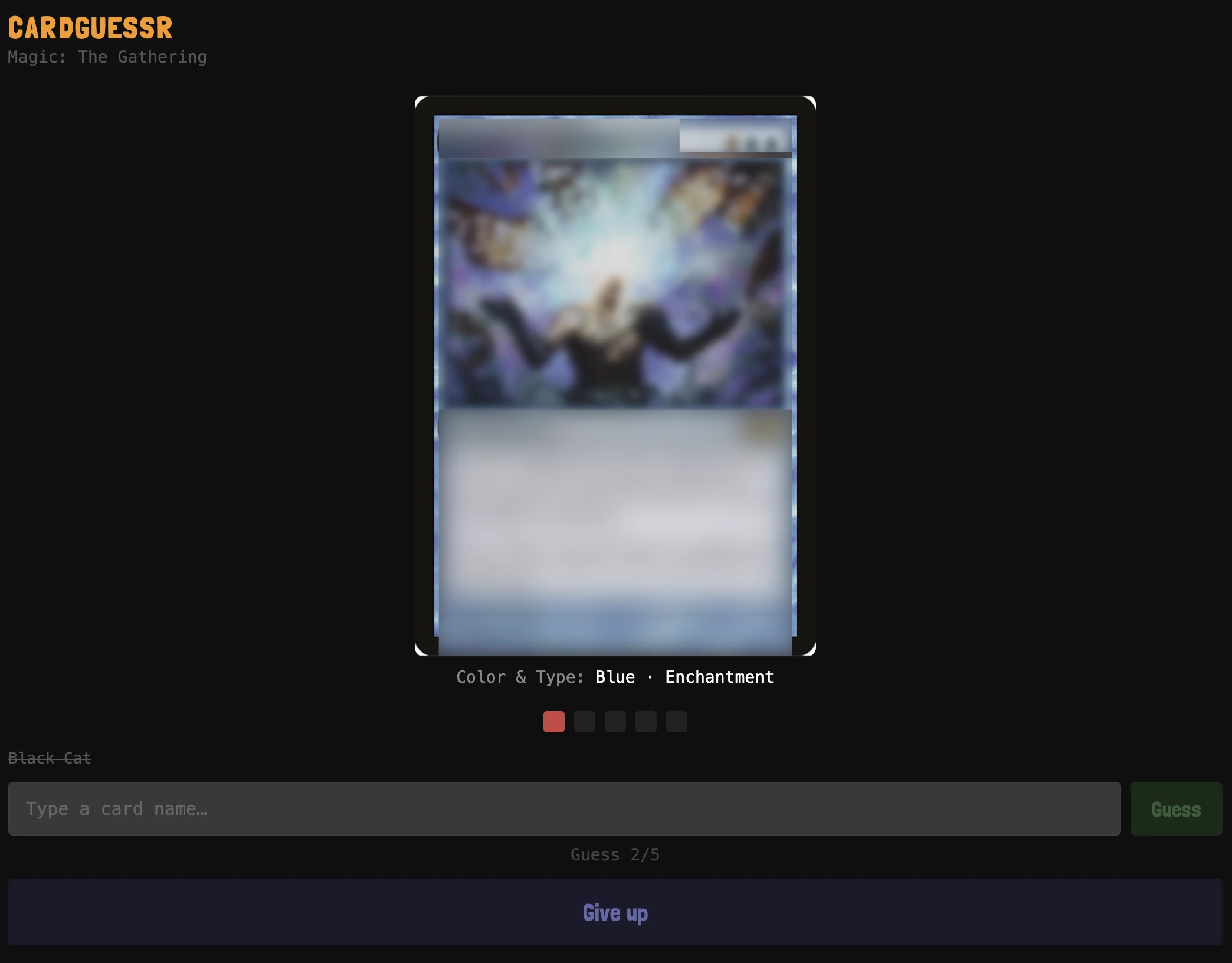 Screenshot of CardGuessr