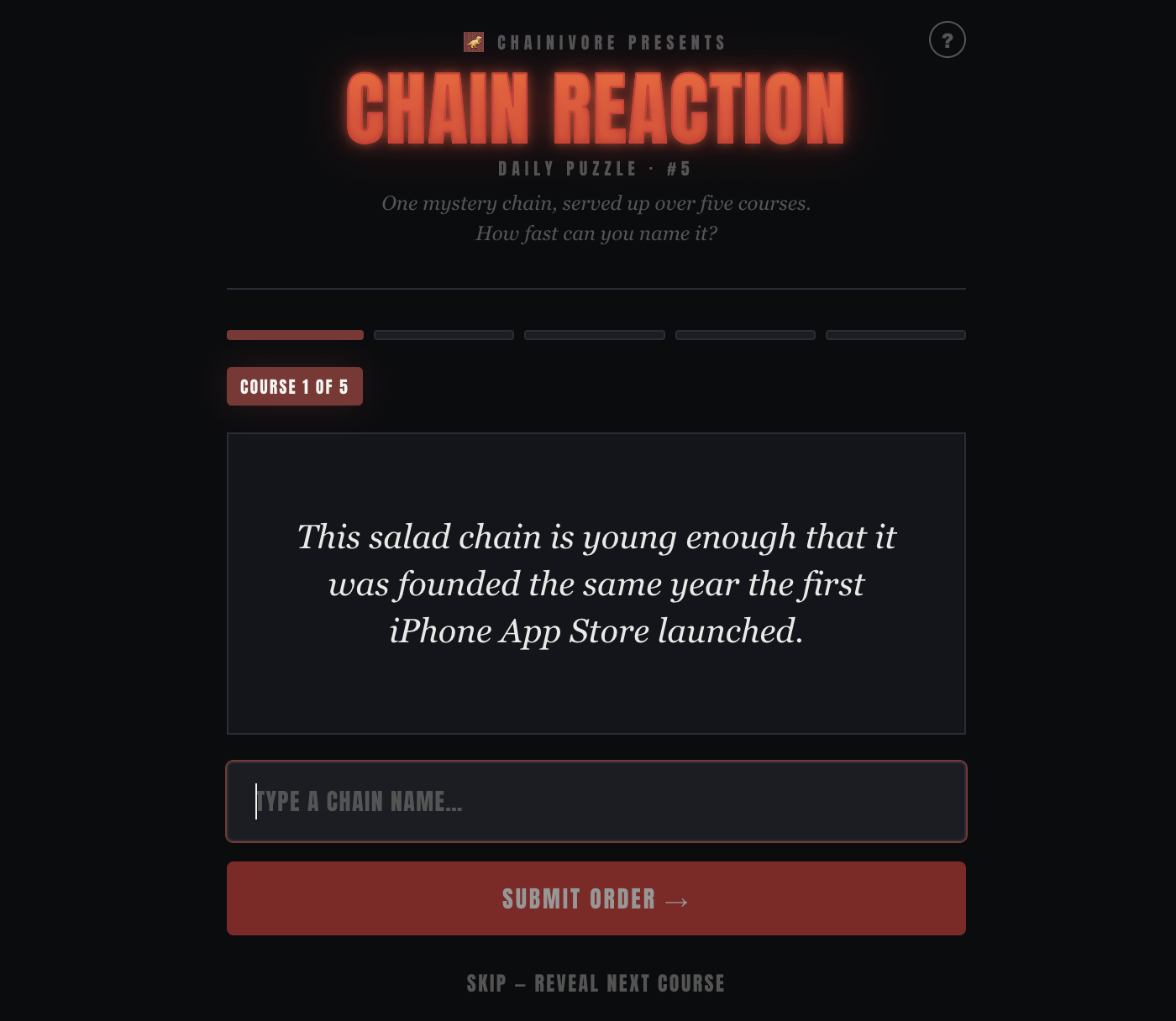 Screenshot of Chain Reaction