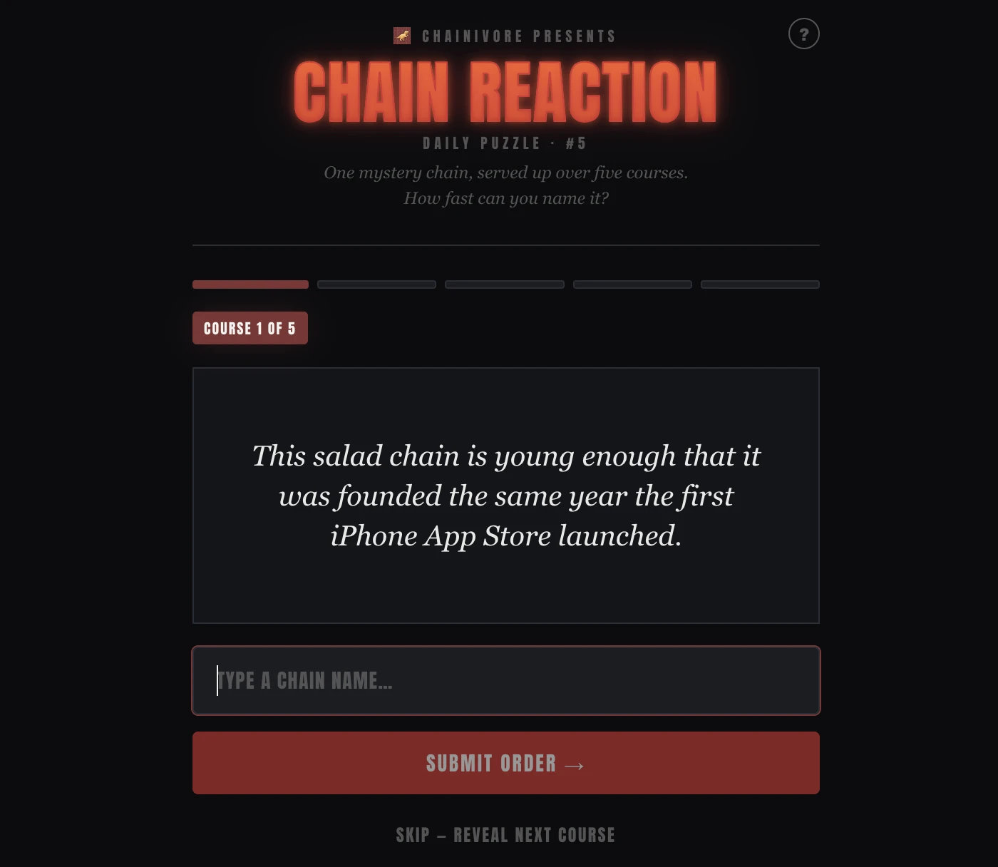 Screenshot of Chain Reaction