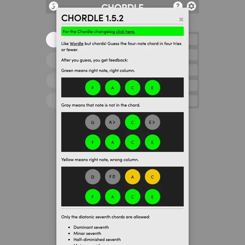 Screenshot of Chordle