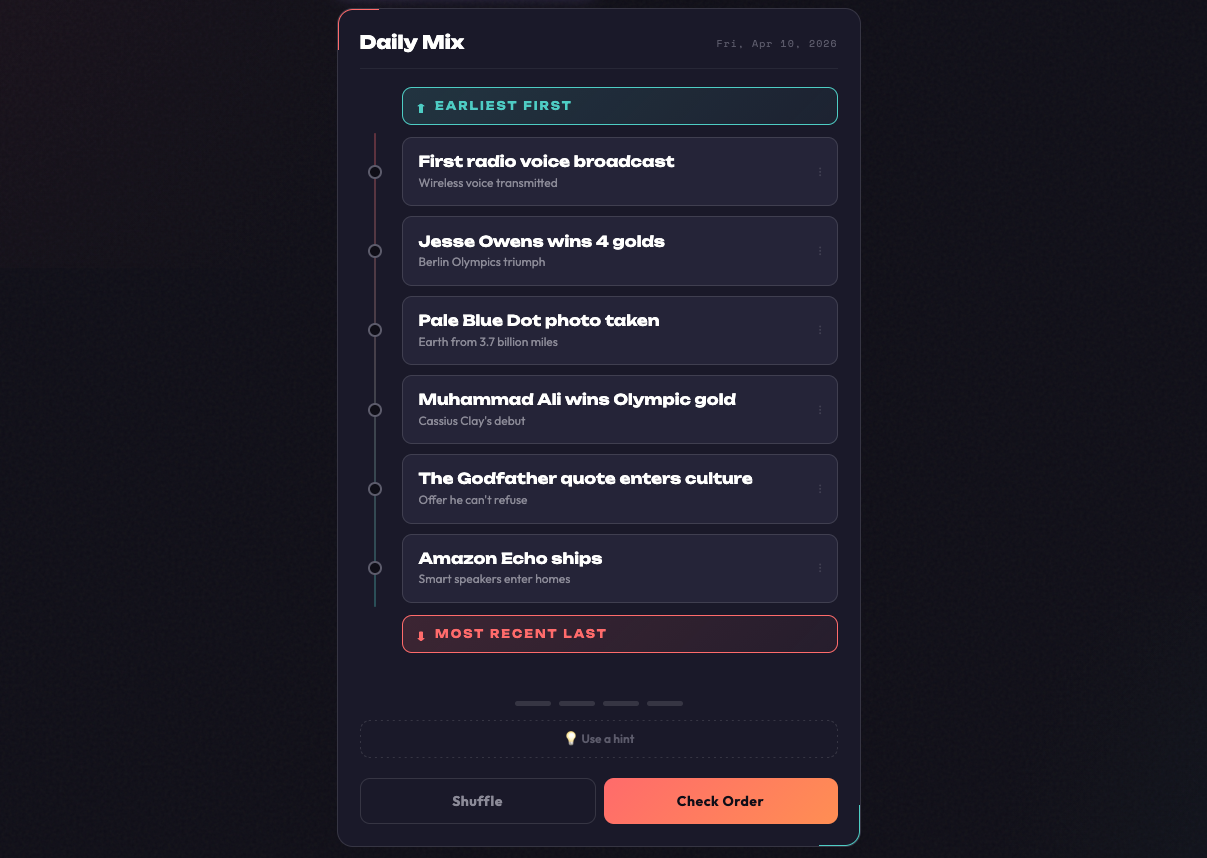 Screenshot of ChronoTrivia