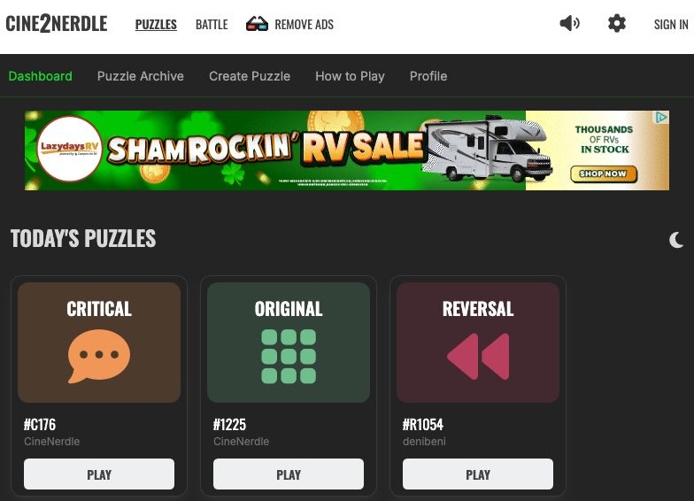 Screenshot of CineNerdle