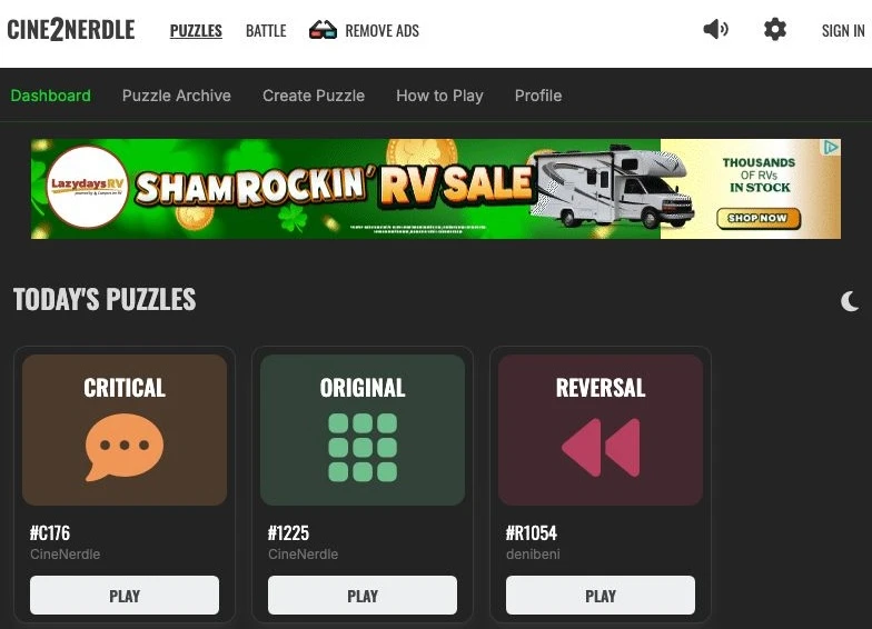 Screenshot of CineNerdle