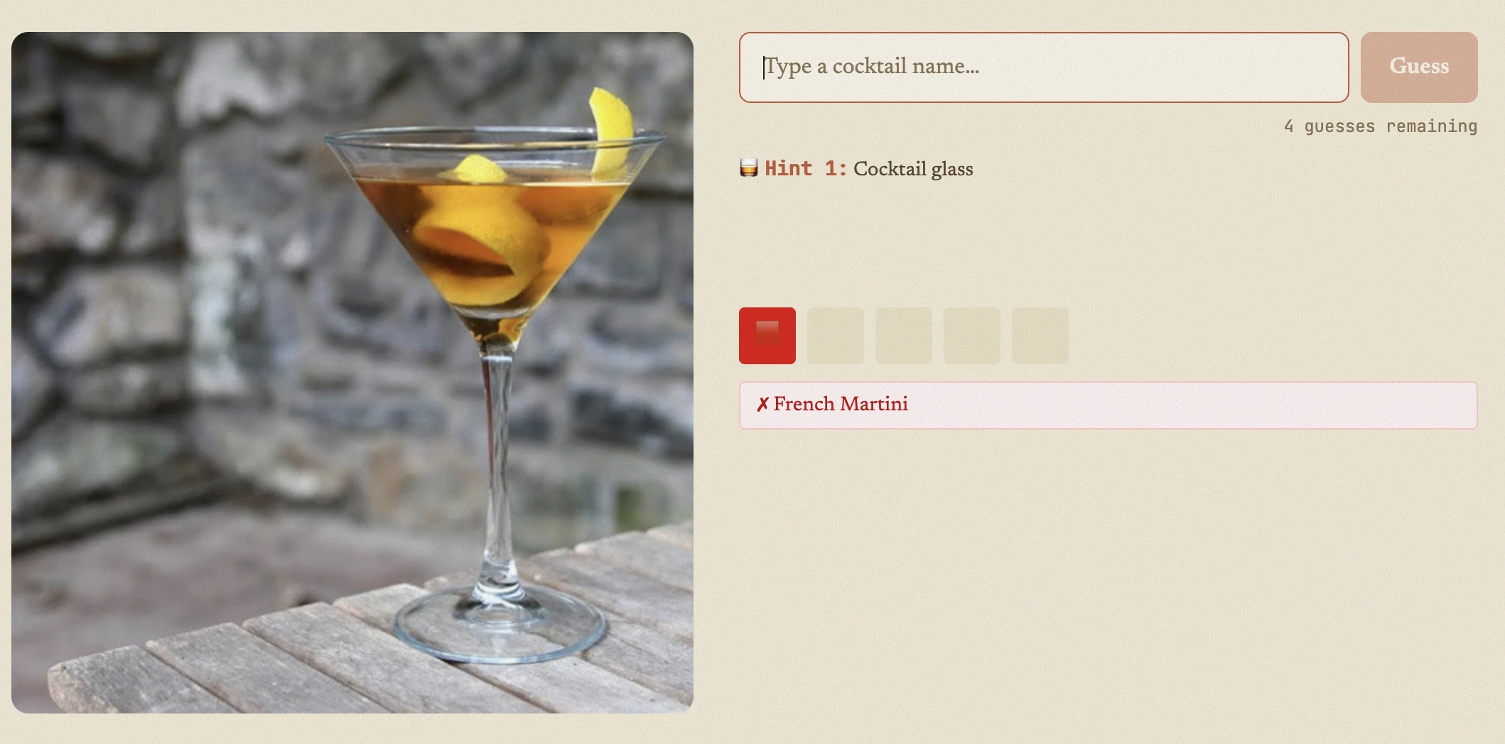 Screenshot of CocktailGuessr