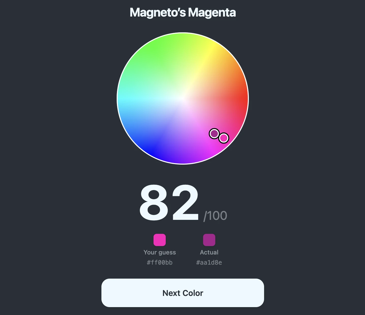 Screenshot of ColorGuessr
