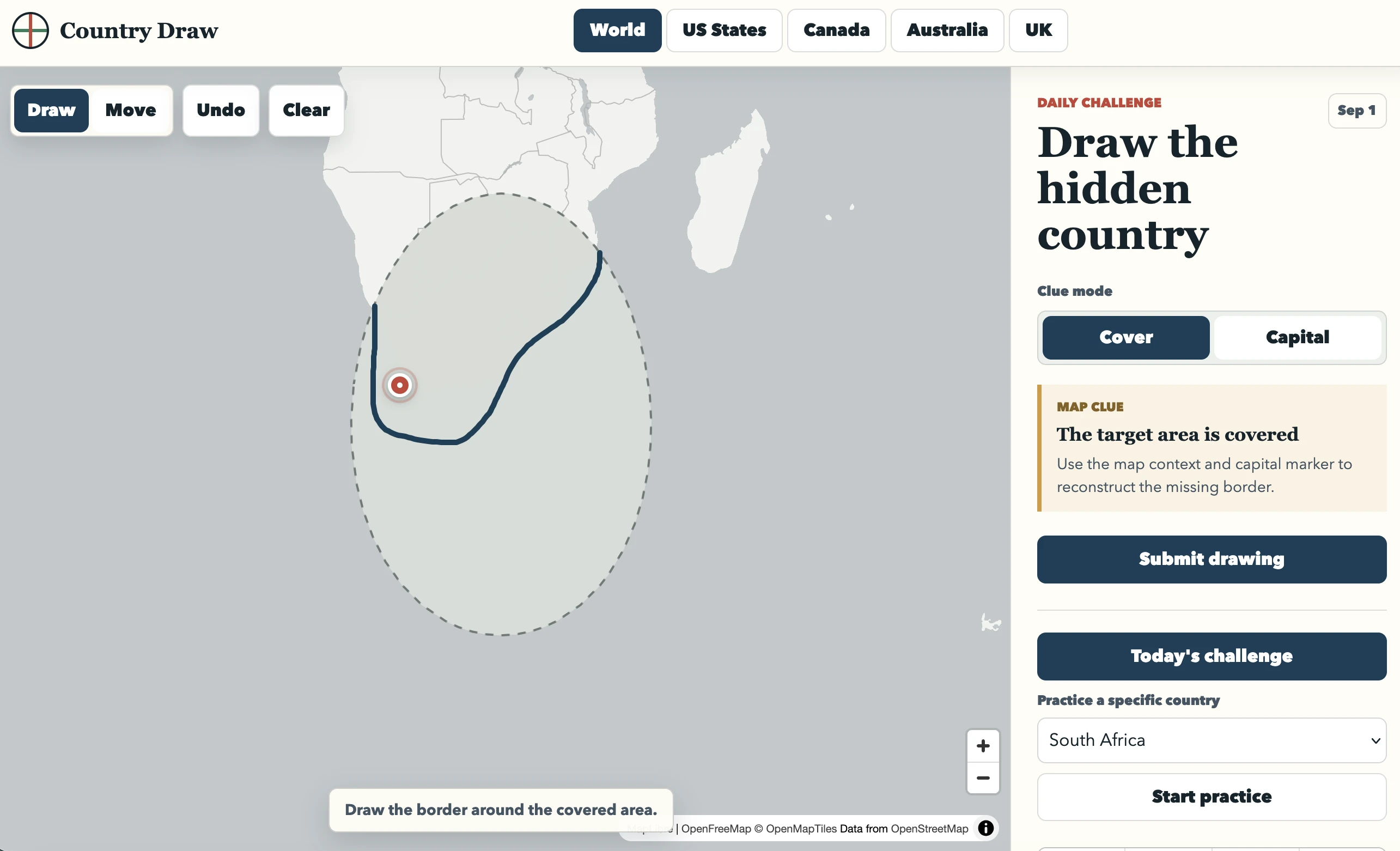 Screenshot of Country Draw