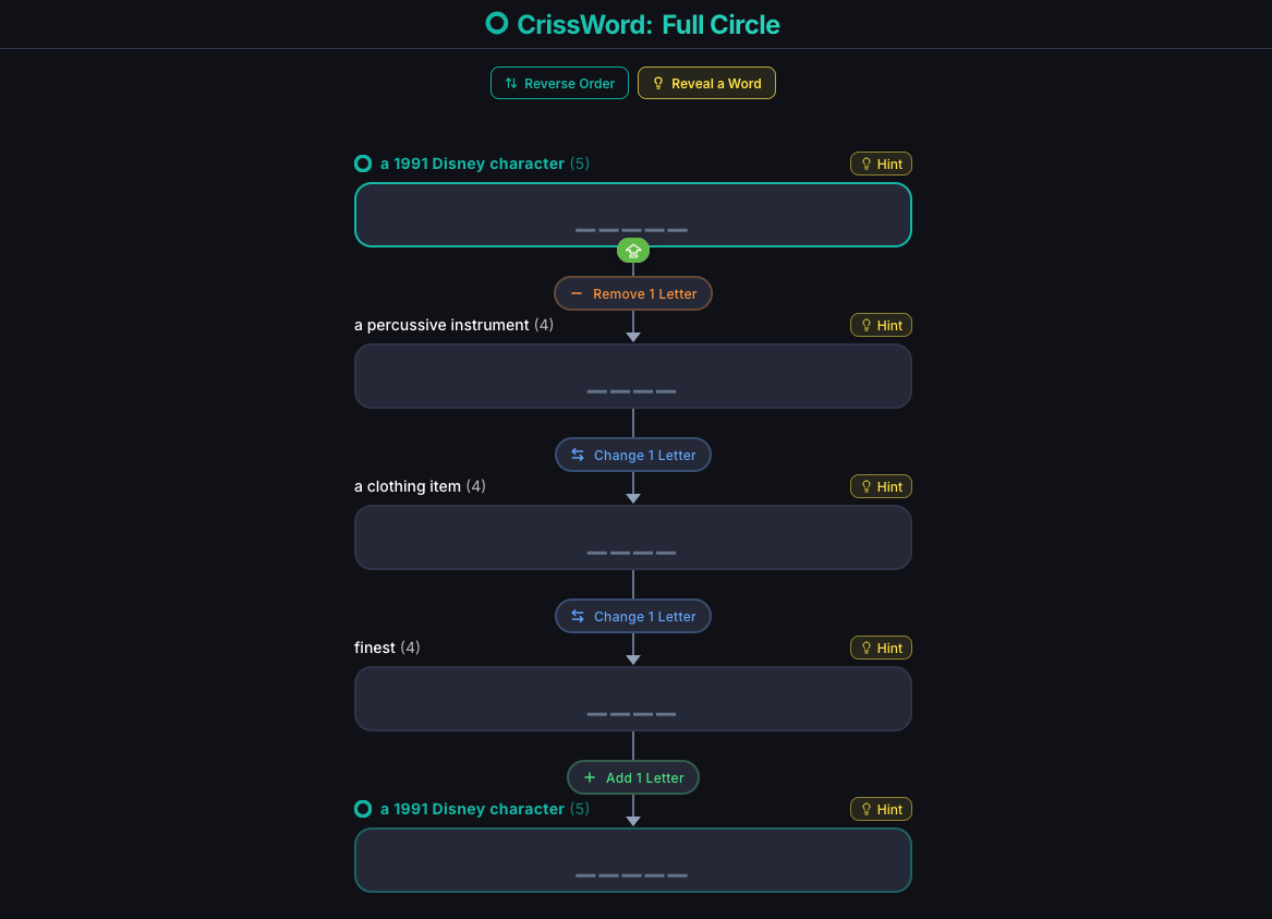 Screenshot of CrissWord Full Circle