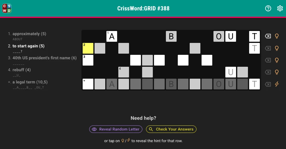 Screenshot of CrissWord GRID