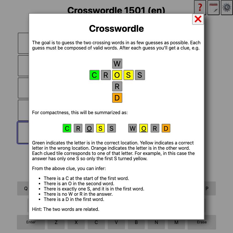 Screenshot of Crosswordle