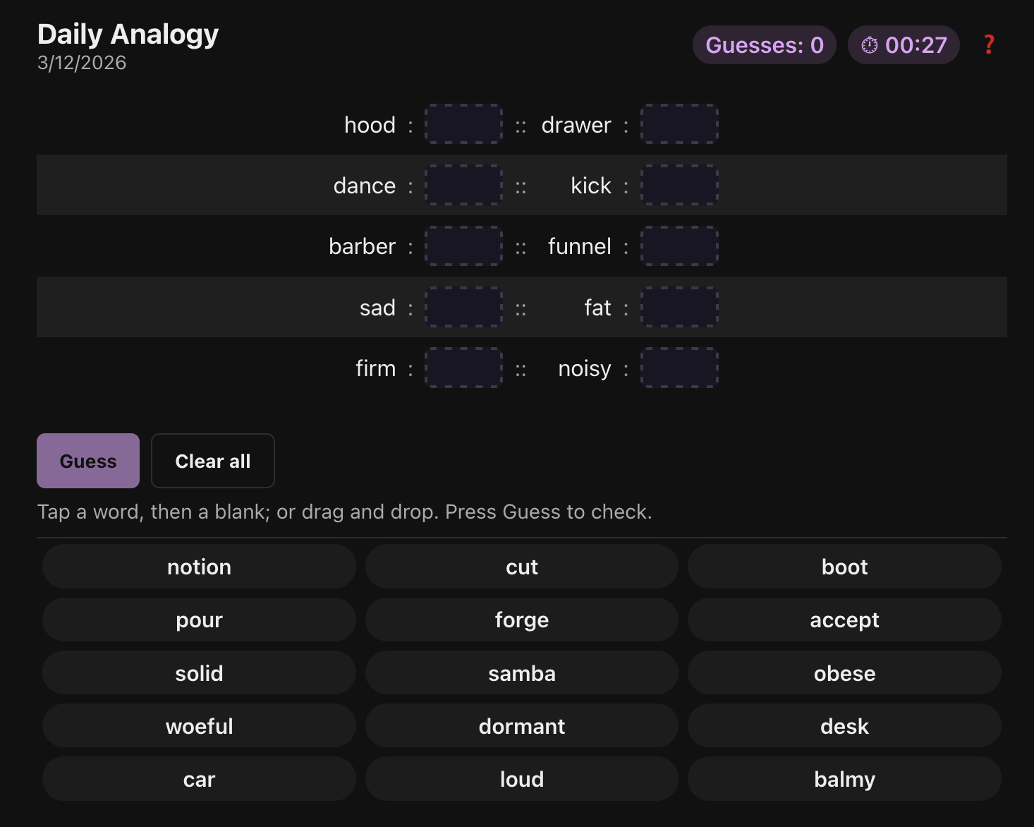 Screenshot of Daily Analogy