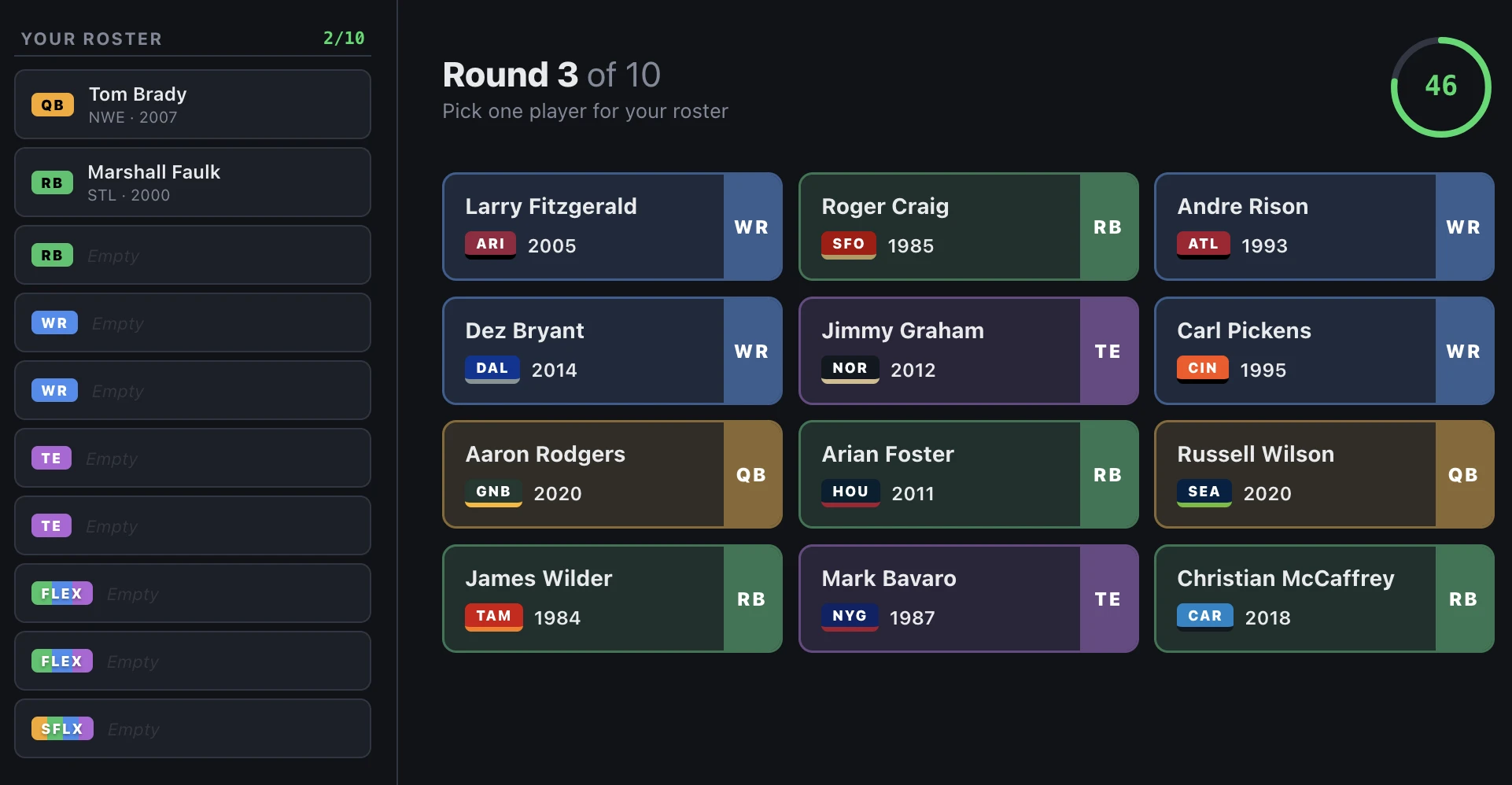 Screenshot of Daily Draft