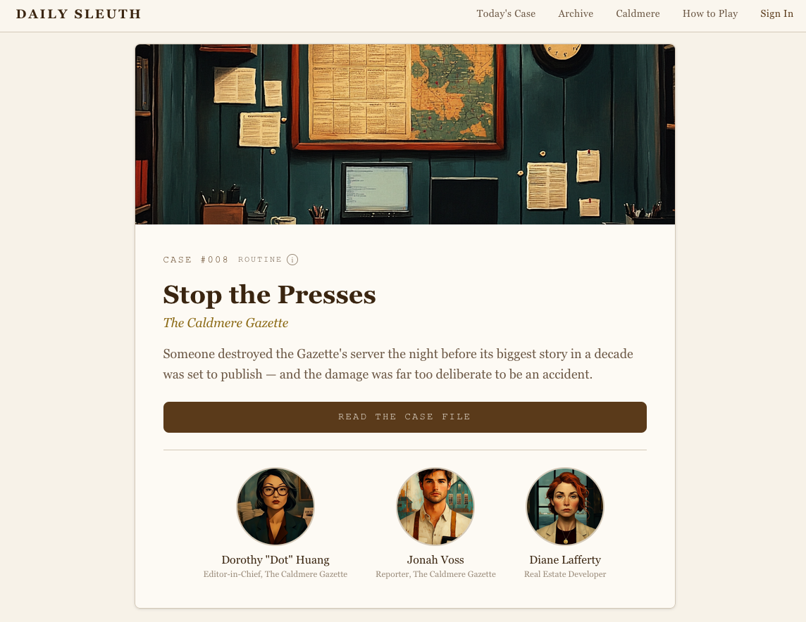 Screenshot of Daily Sleuth