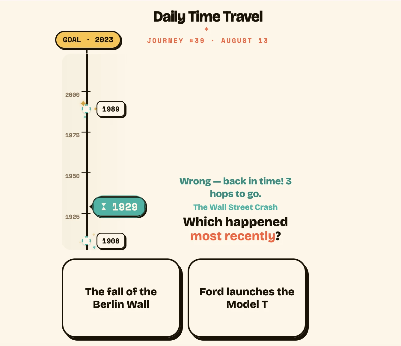 Screenshot of Daily Time Travel