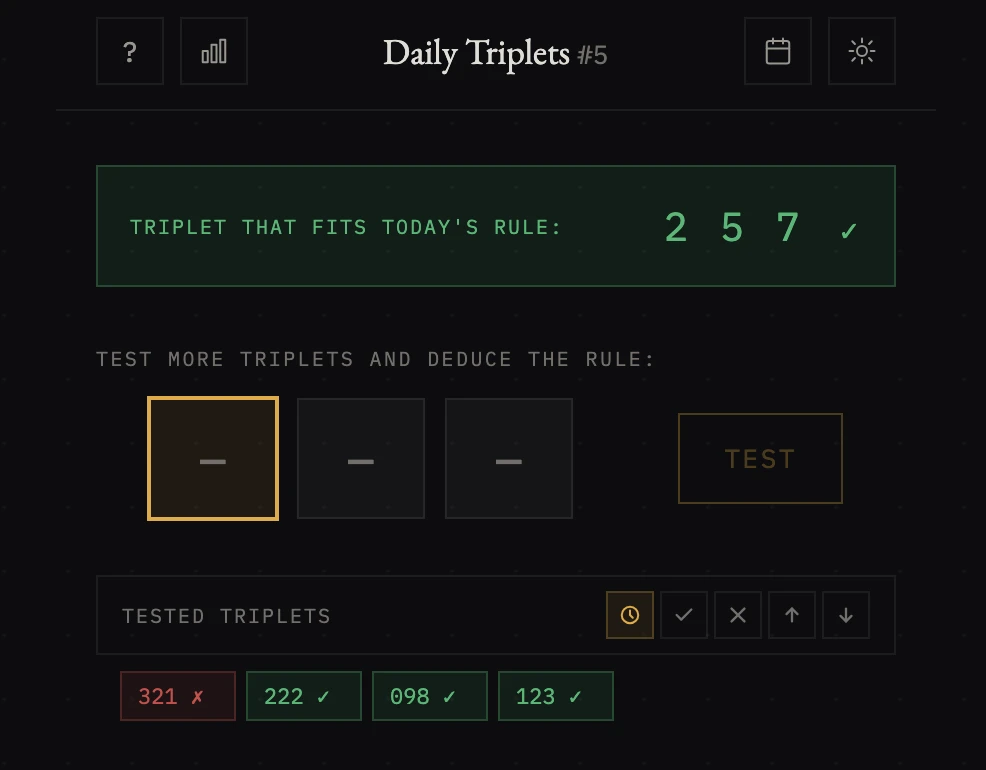 Screenshot of Daily Triplets