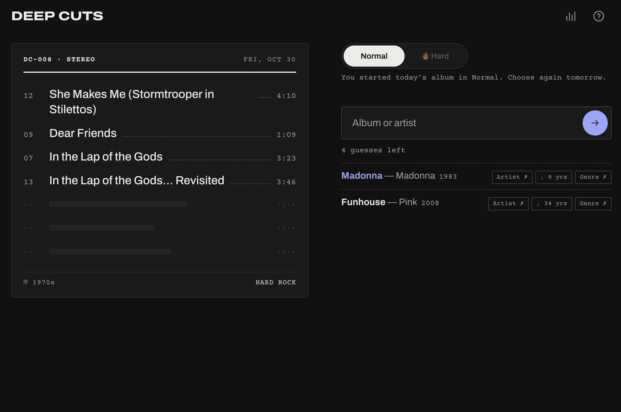 Screenshot of Deep Cuts
