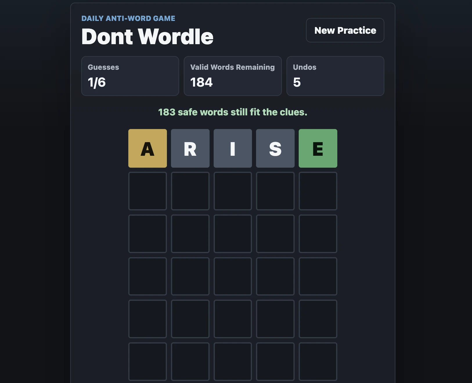 Screenshot of Don't Wordle