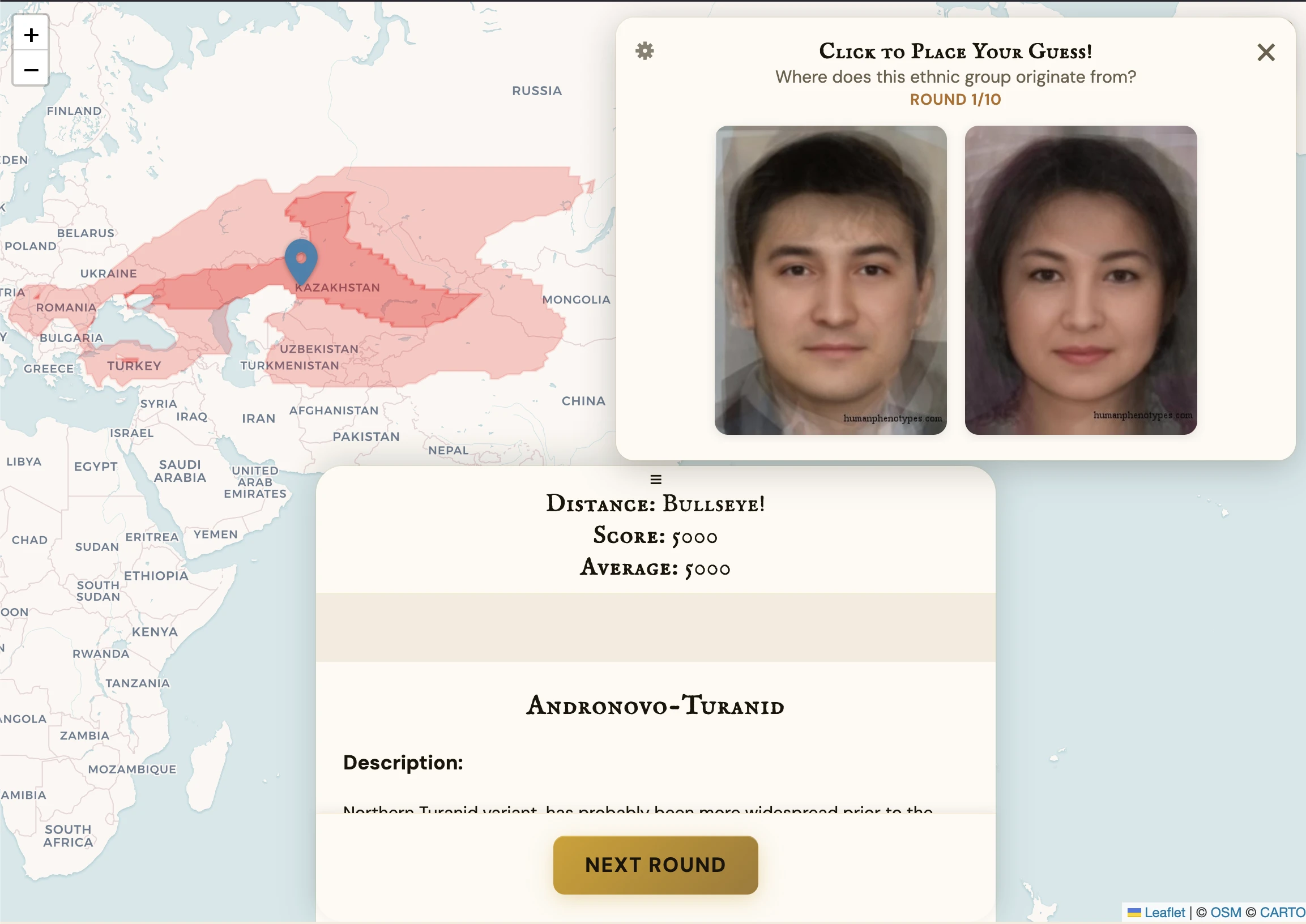 Screenshot of EthnoGuessr