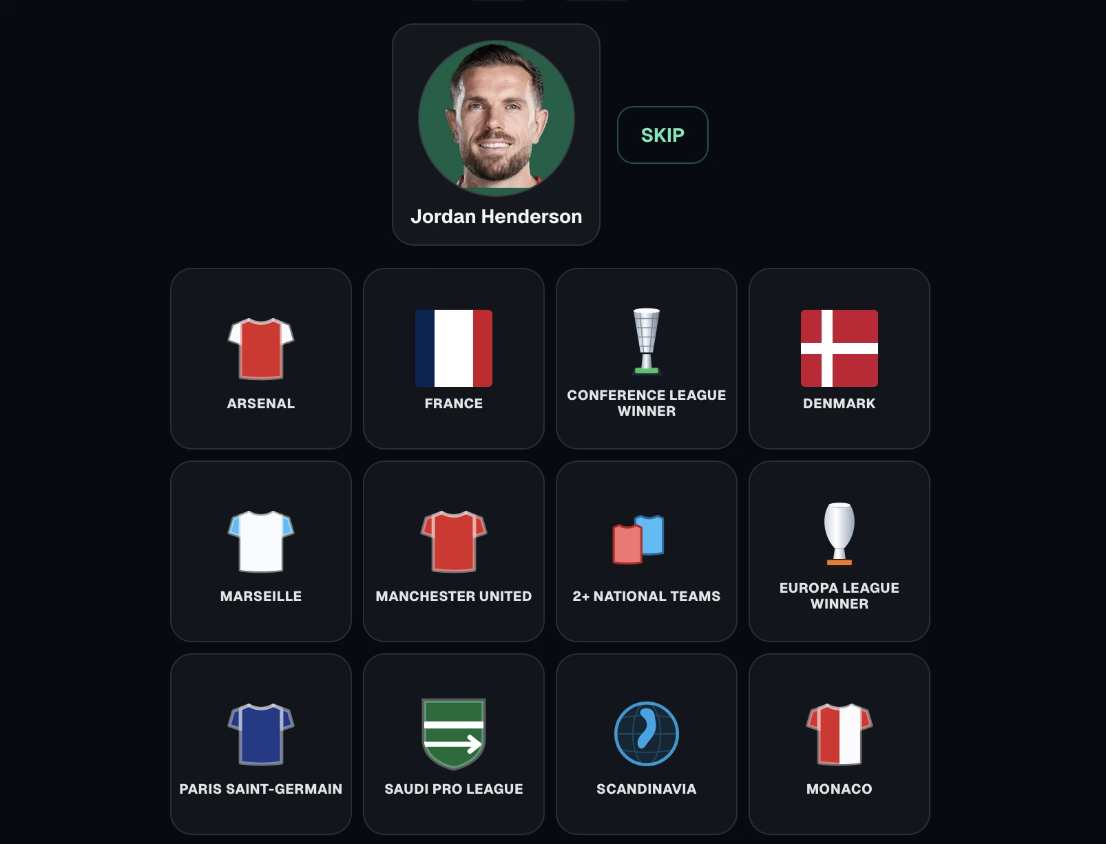 Screenshot of Football Bingo