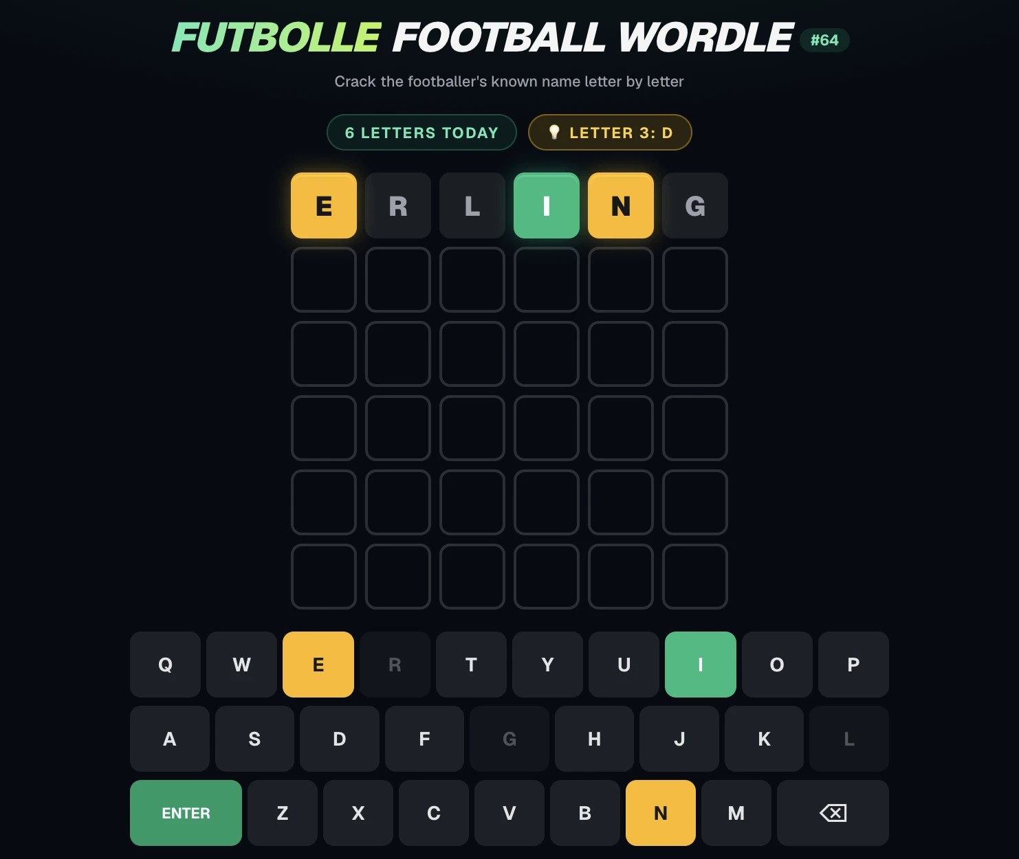 Screenshot of Football Wordle