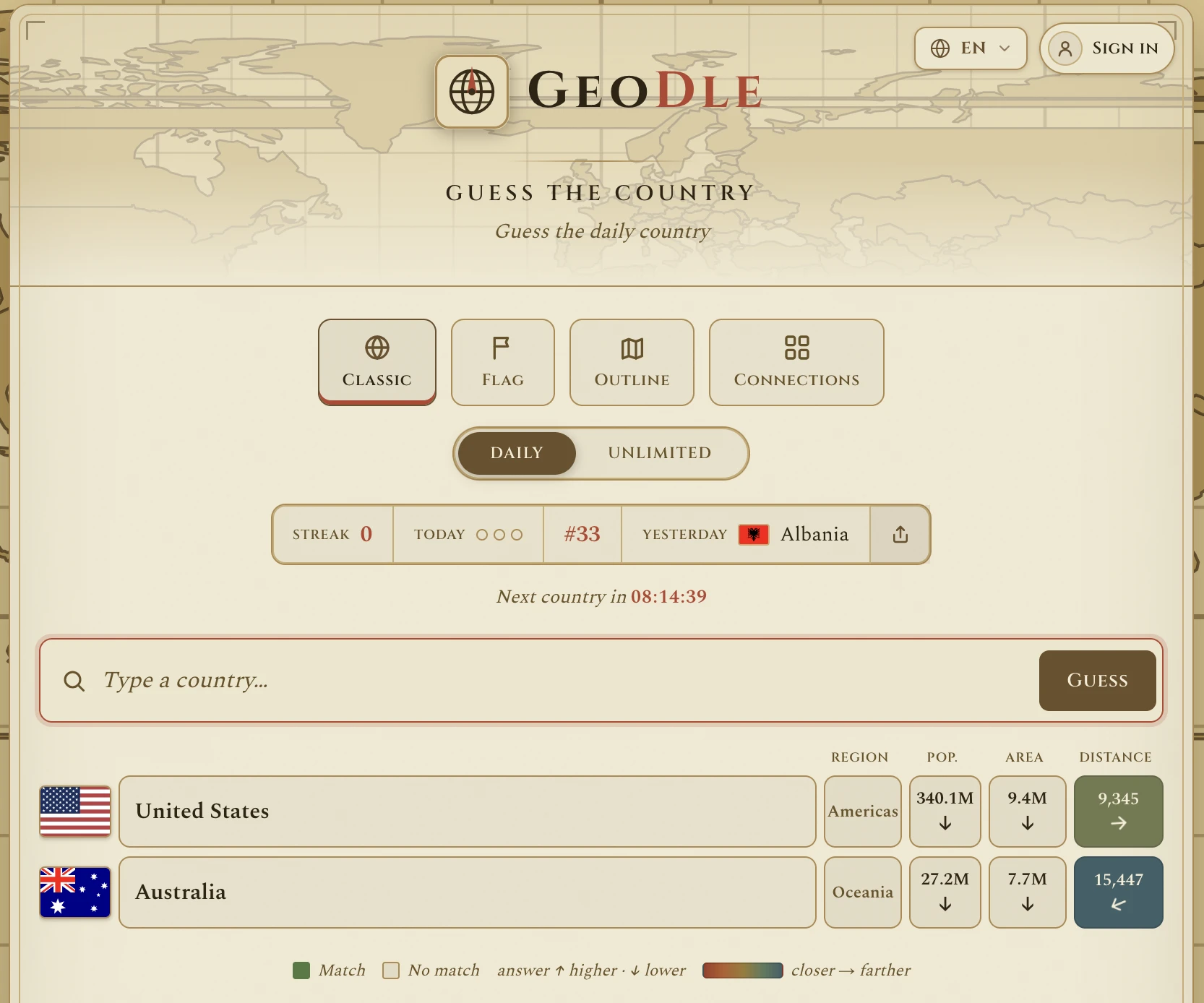 Screenshot of Geodle