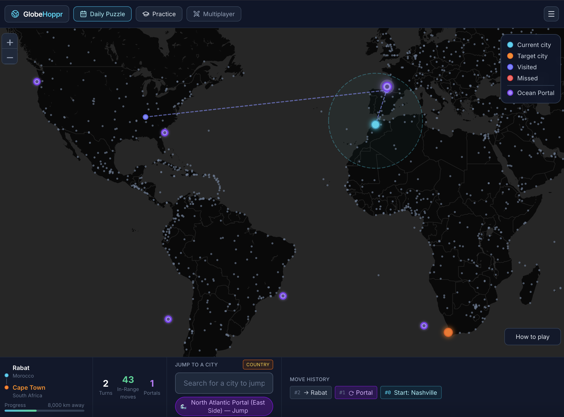 Screenshot of GlobeHoppr