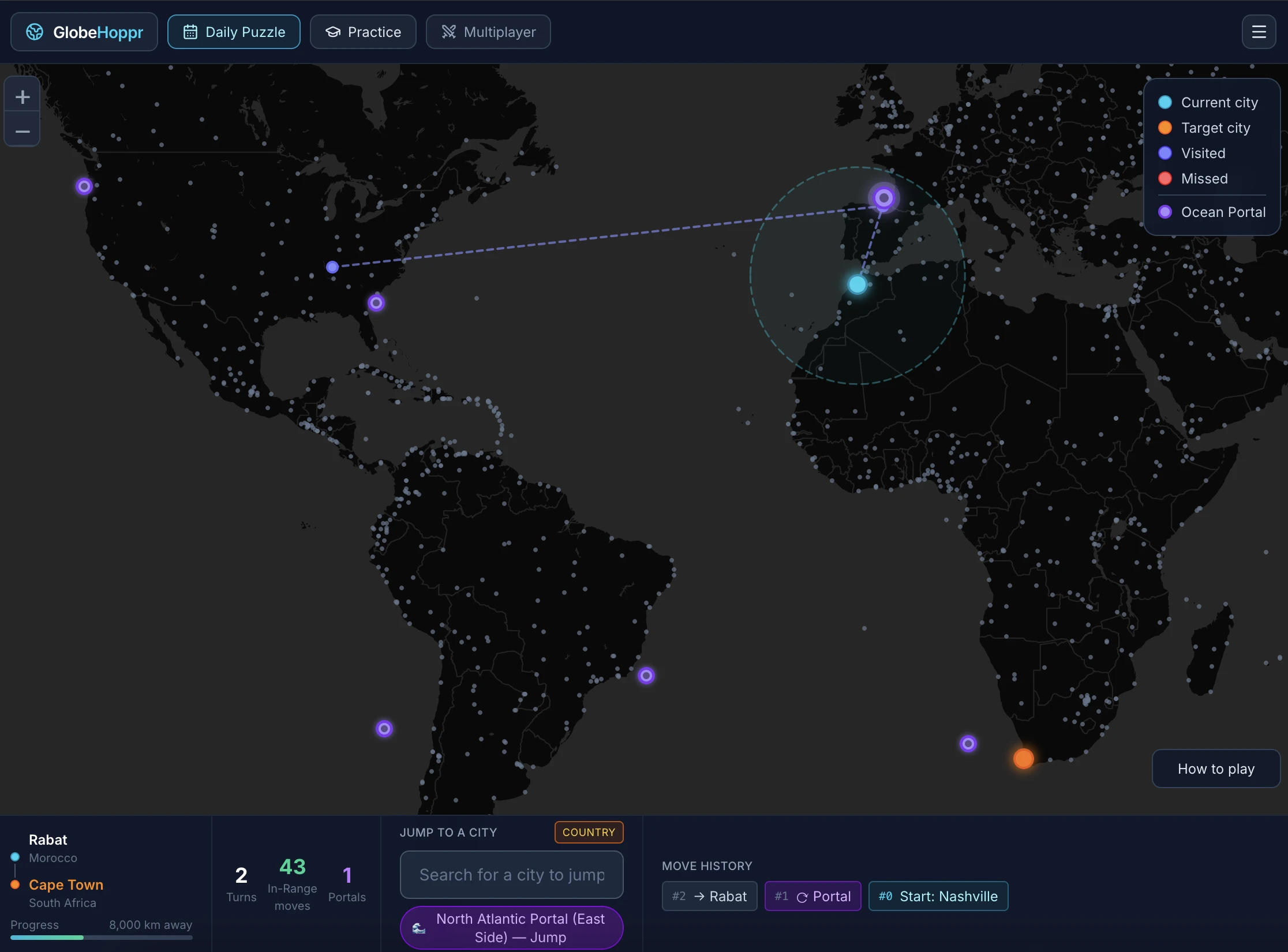 Screenshot of GlobeHoppr