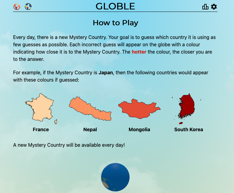 Screenshot of Globle