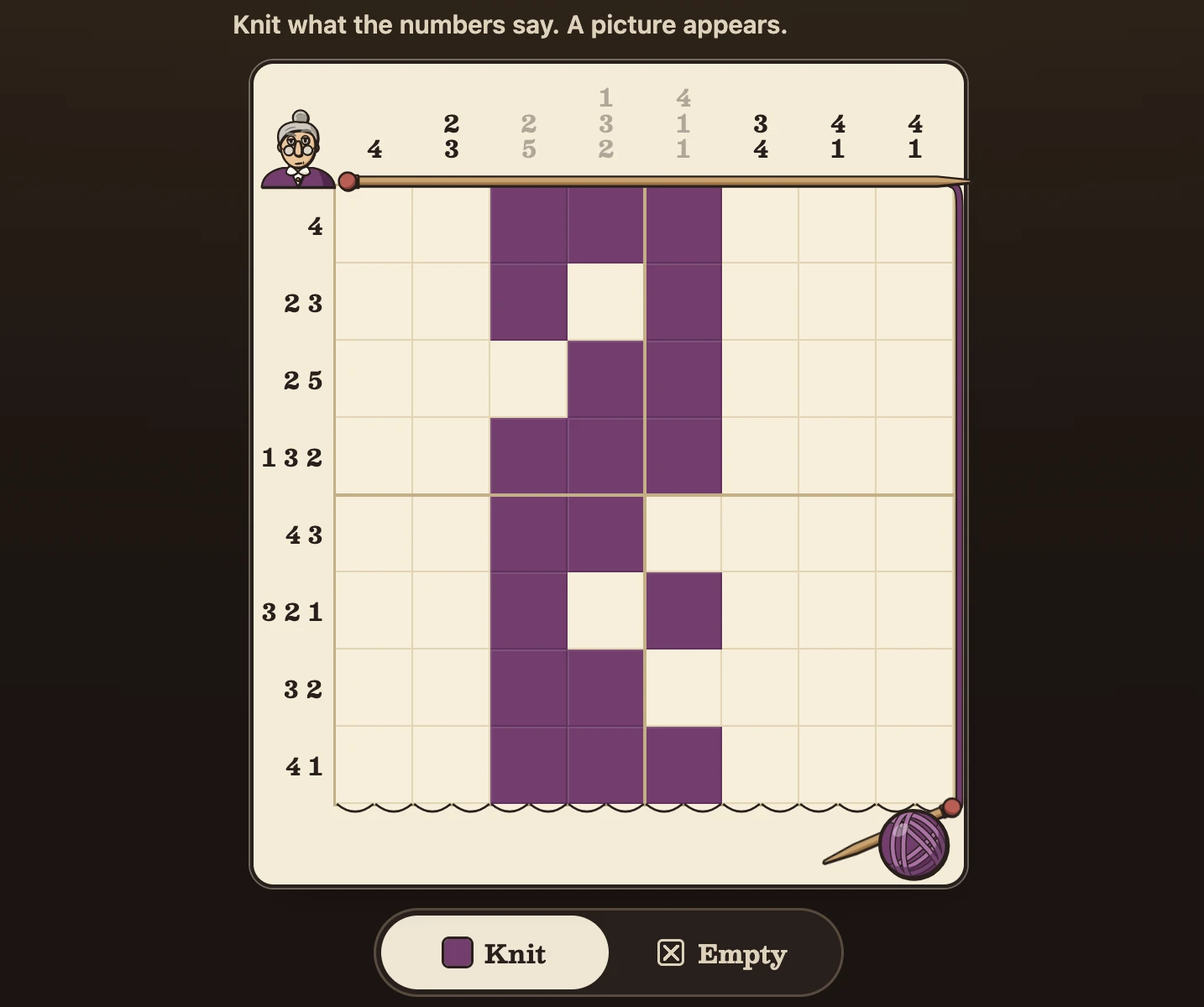 Screenshot of Grandma's Knitting