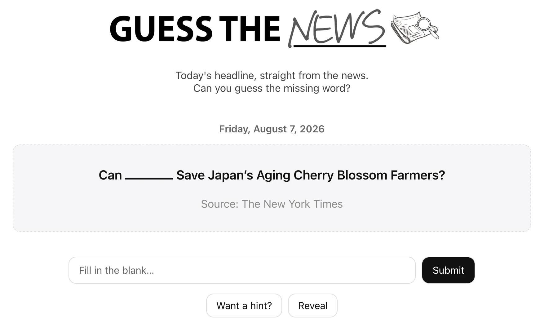 Screenshot of Guess the News