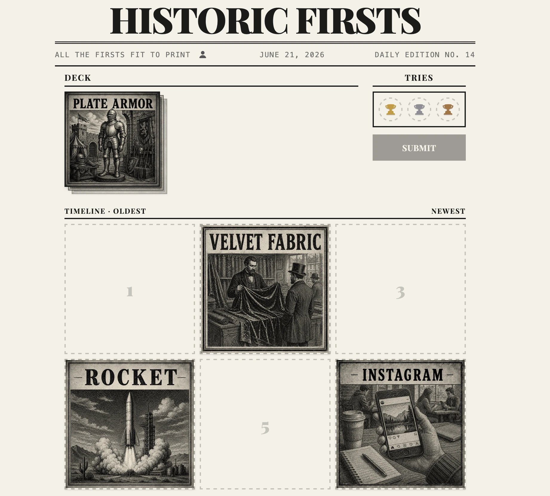 Screenshot of Historic Firsts