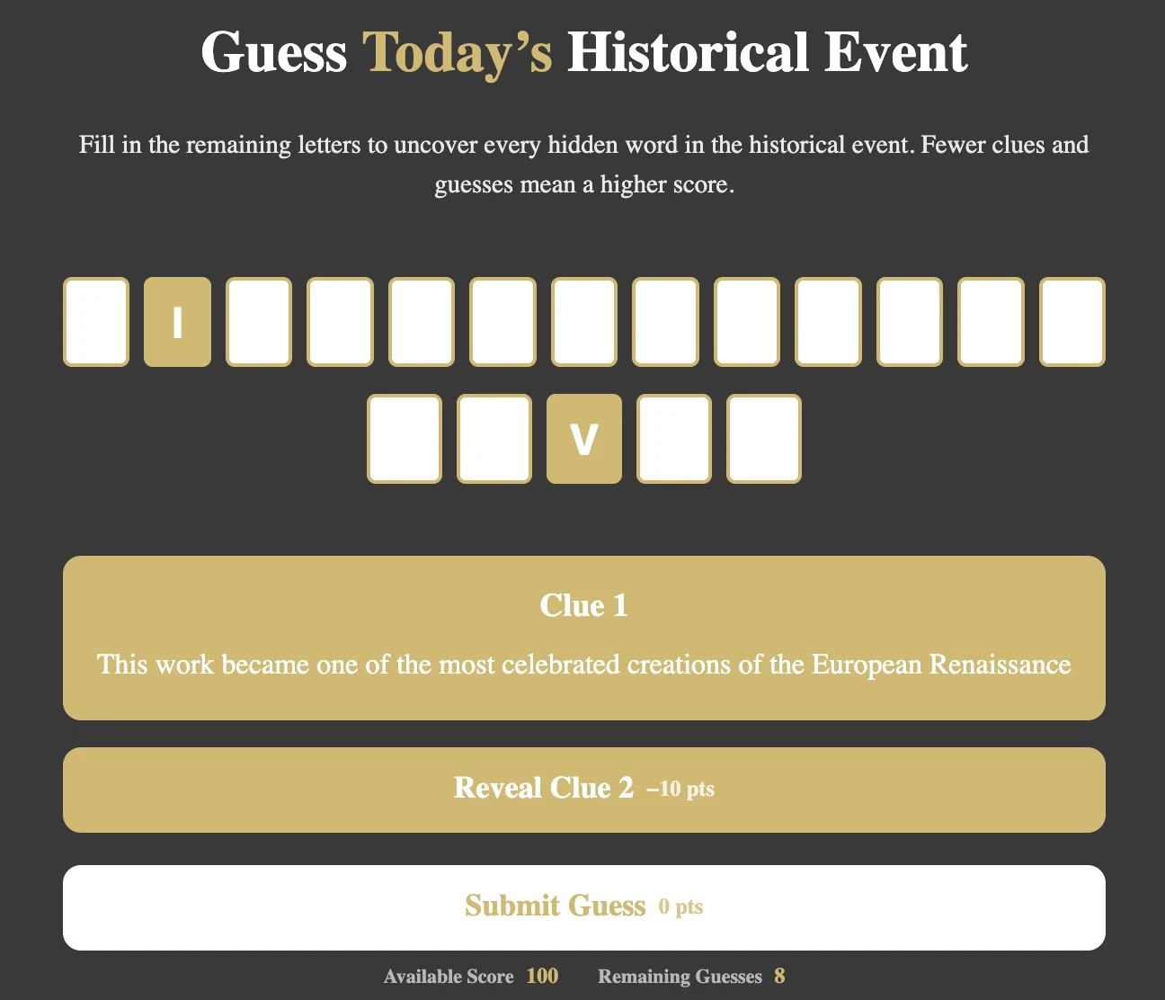 Screenshot of HistoryGuesso