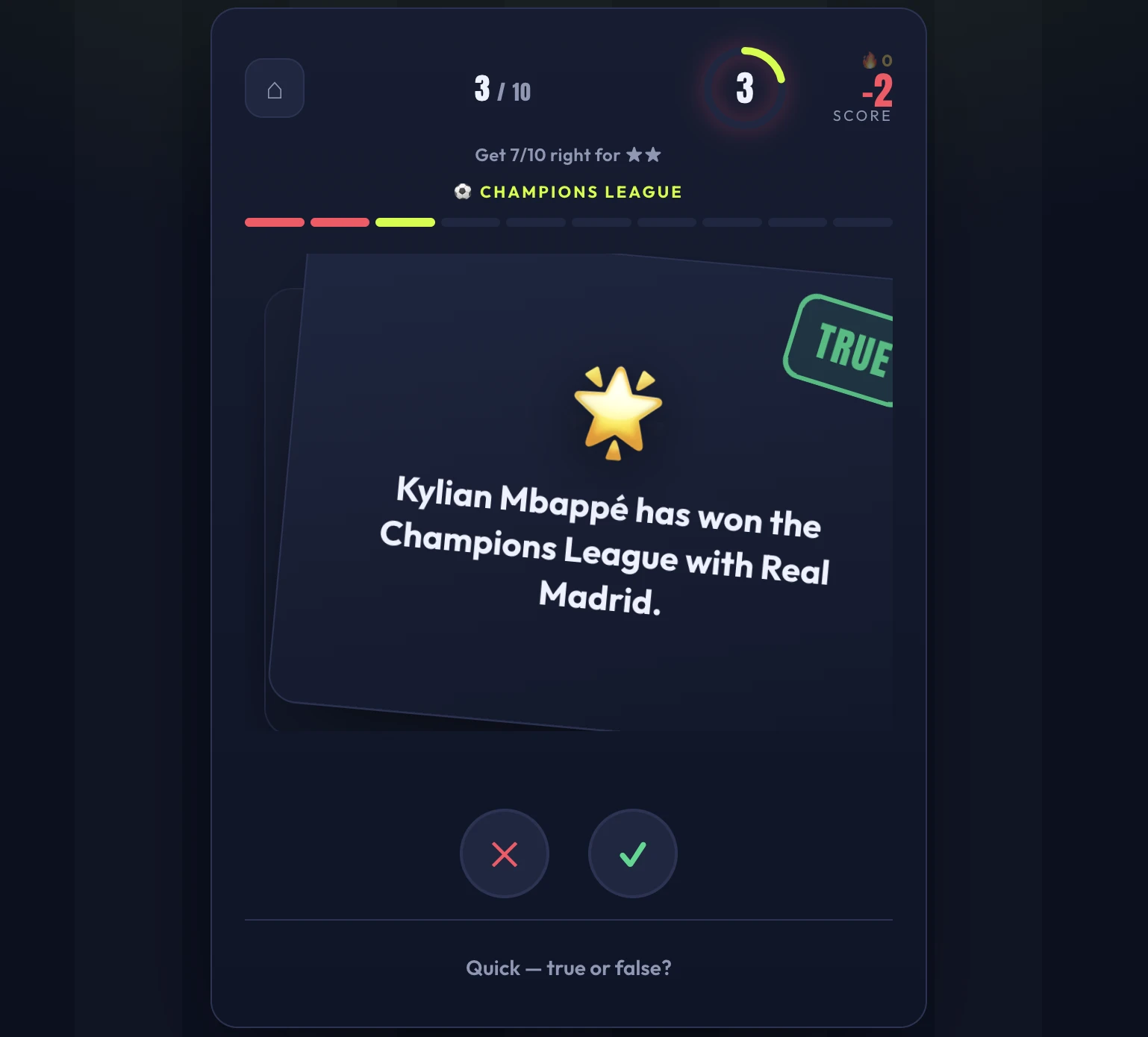 Screenshot of Kickoff Trivia