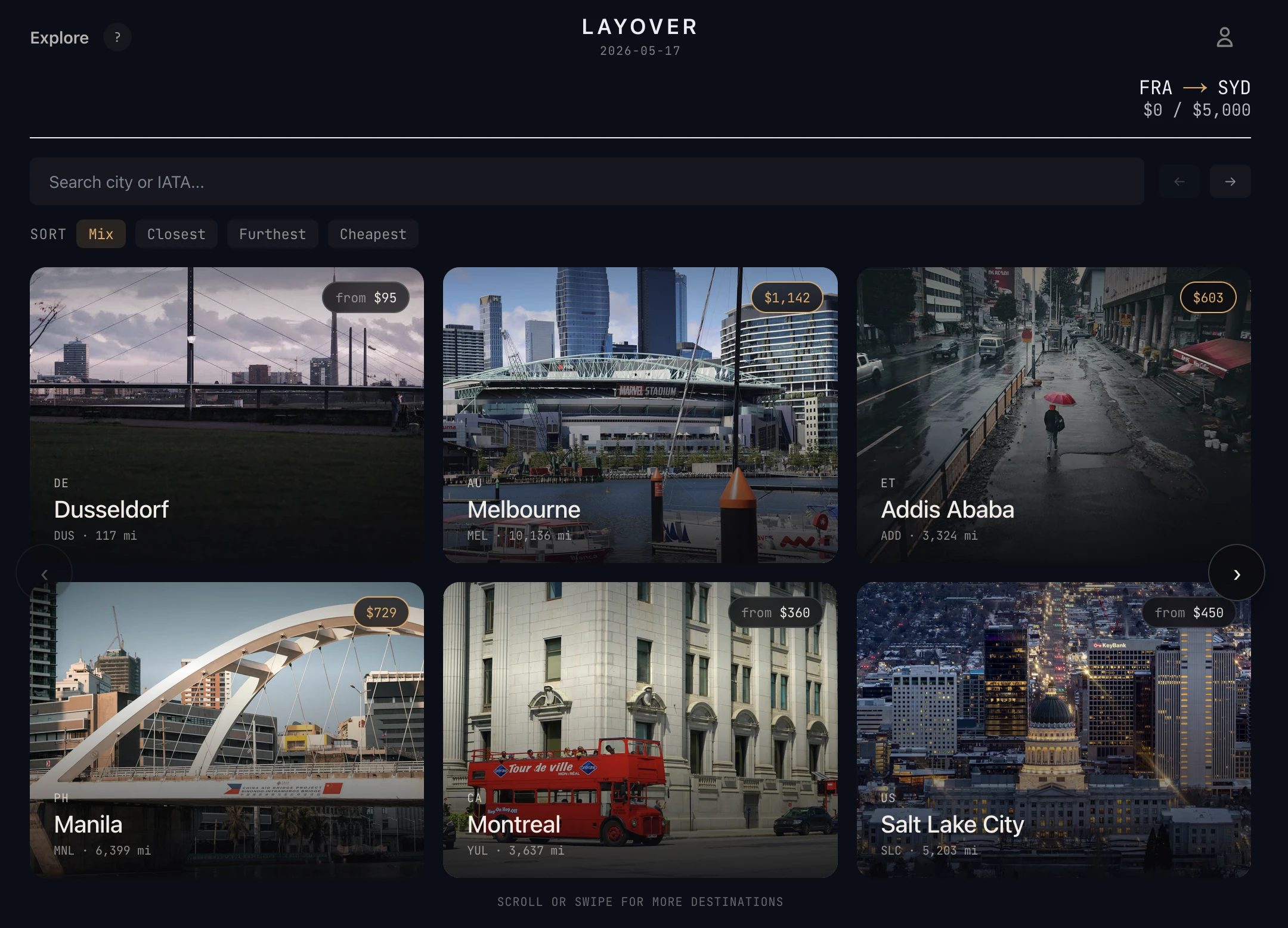 Screenshot of Layover