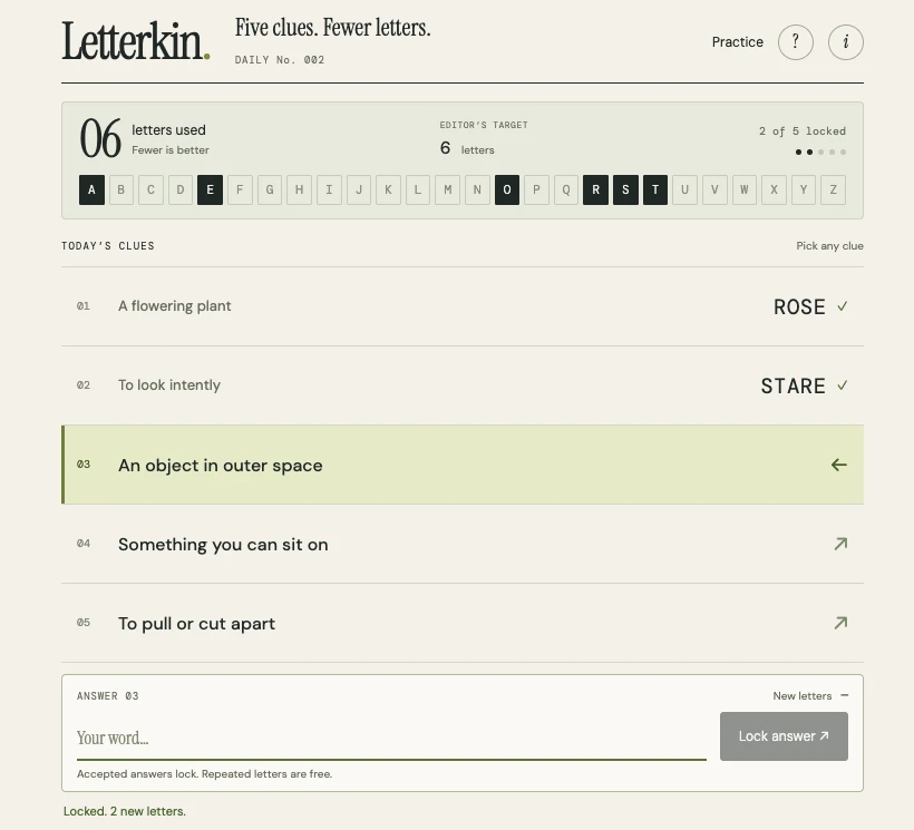 Screenshot of Letterkin