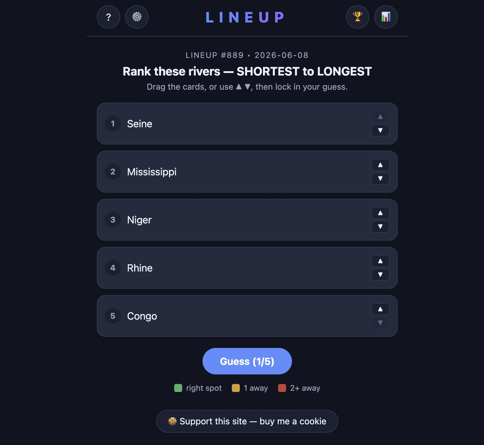 Screenshot of Lineup