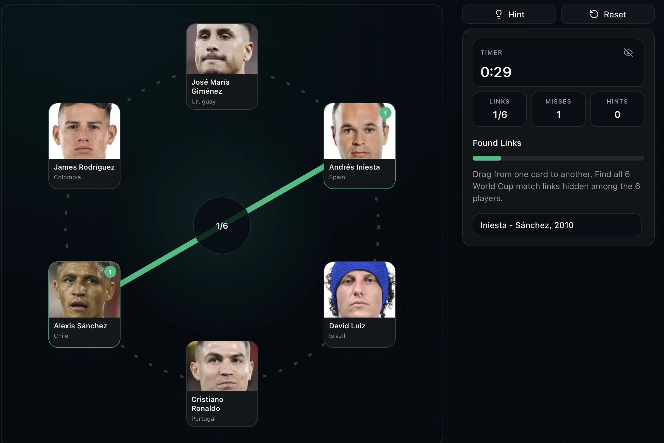 Screenshot of LinkyGrid World Cup