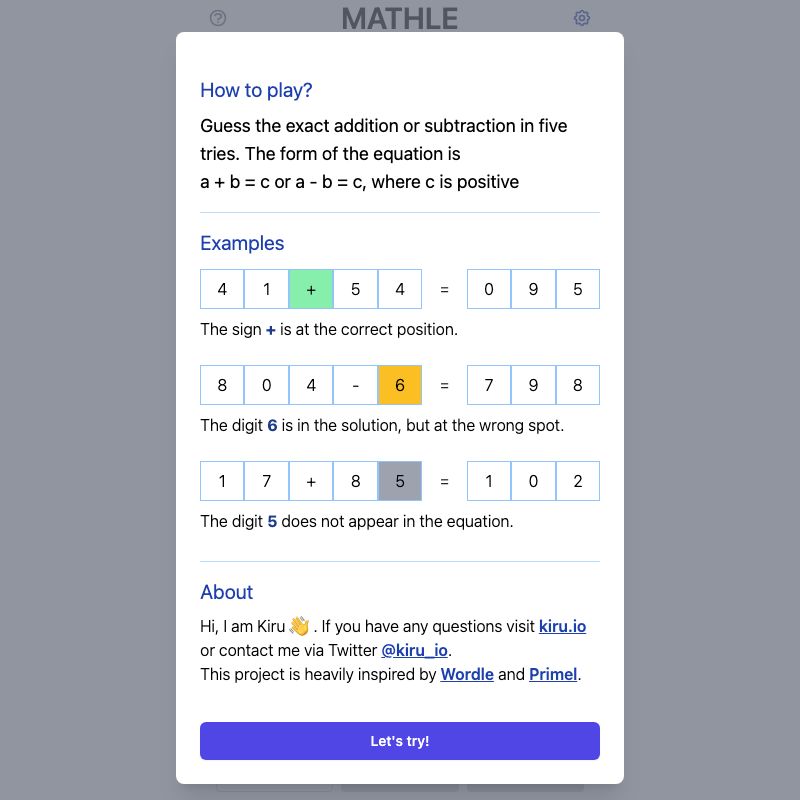 Screenshot of Mathle