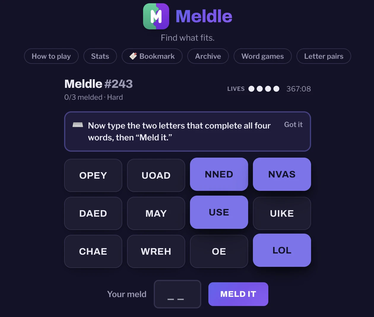 Screenshot of Meldle