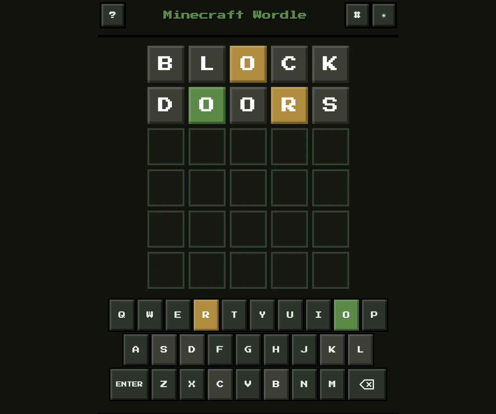Screenshot of Minecraft Wordle