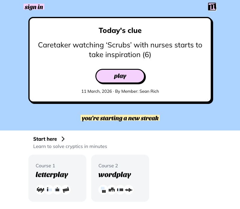 Screenshot of Minute Cryptic