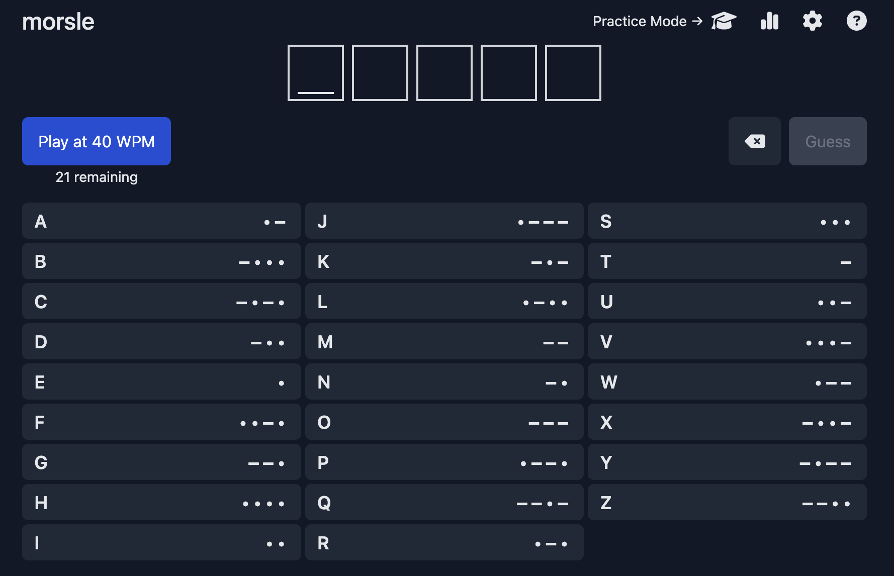 Screenshot of Morsle