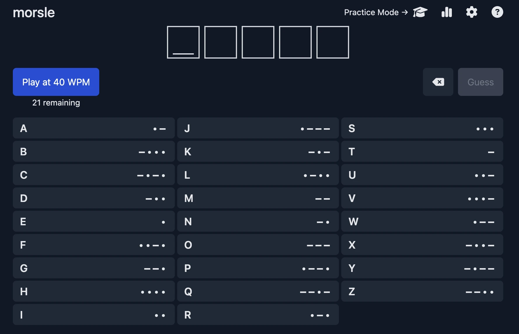 Screenshot of Morsle