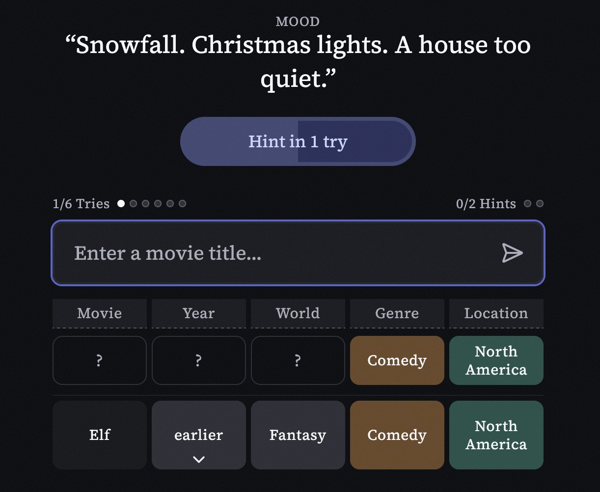 Screenshot of Moviedle