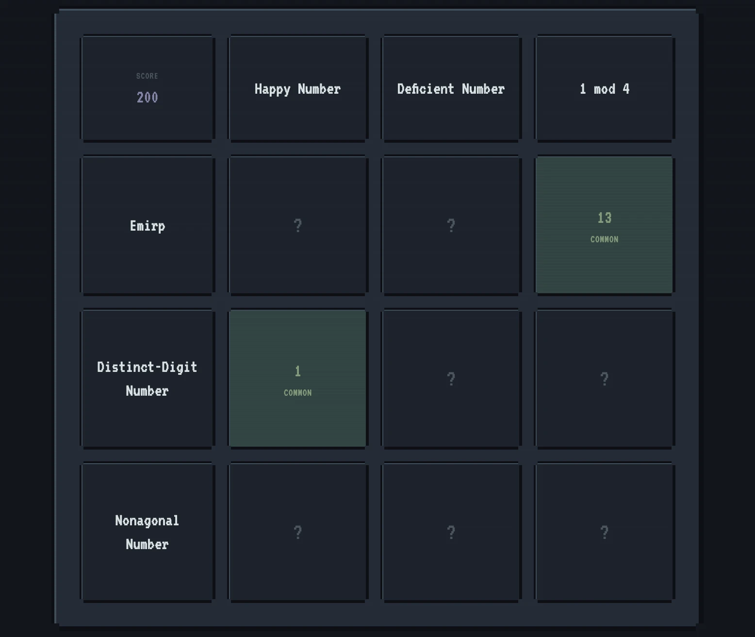 Screenshot of NumbersGrid