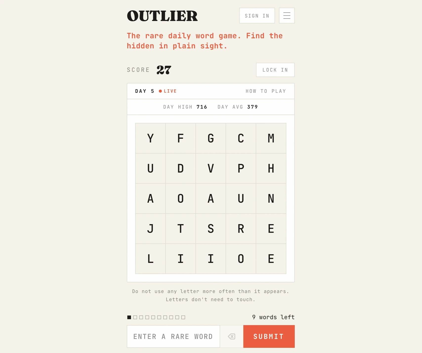 Screenshot of Outlier