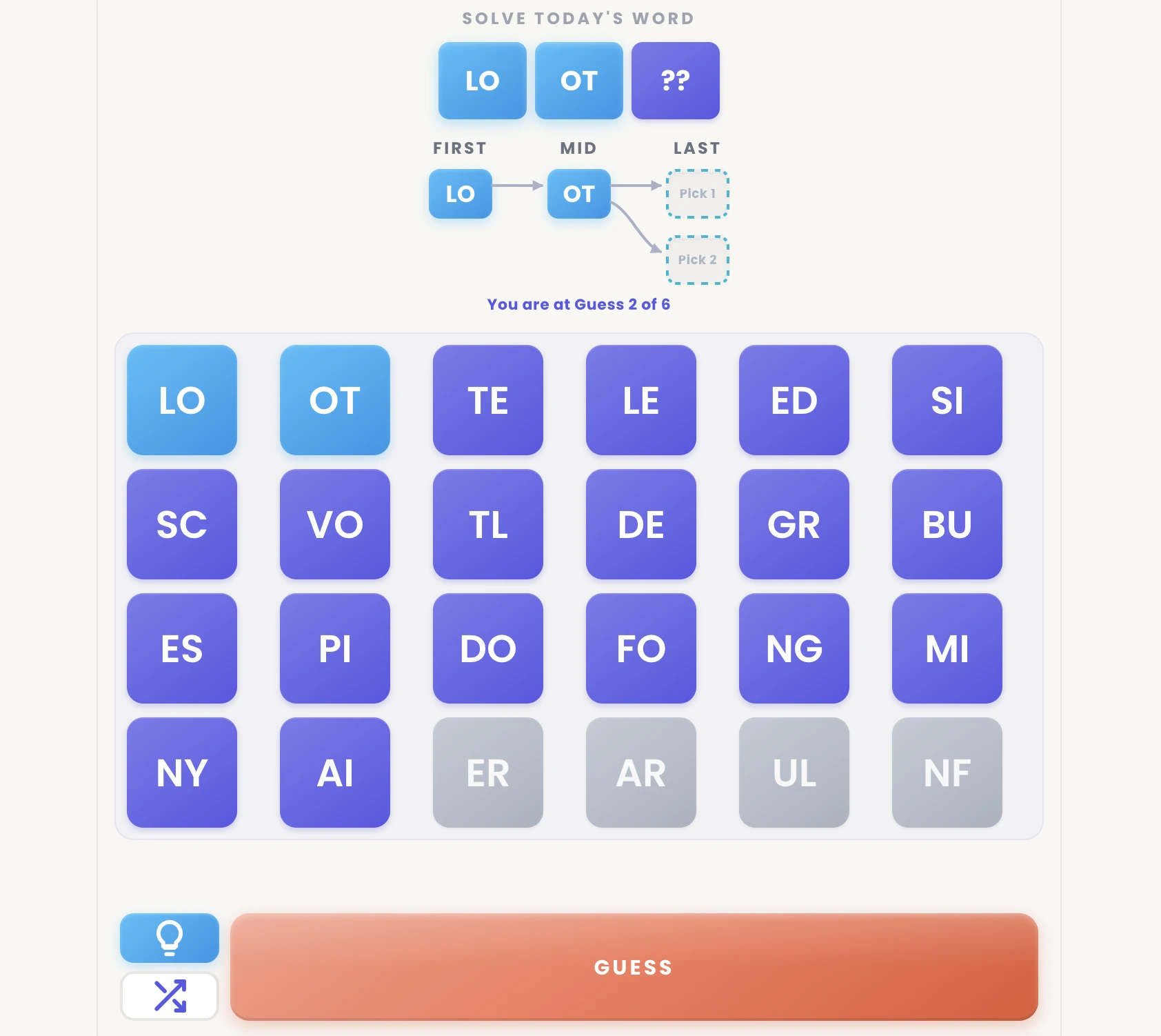 Screenshot of Pairdle